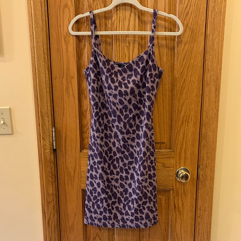 mandee Purple Leopard-Print Mini Slip Dress